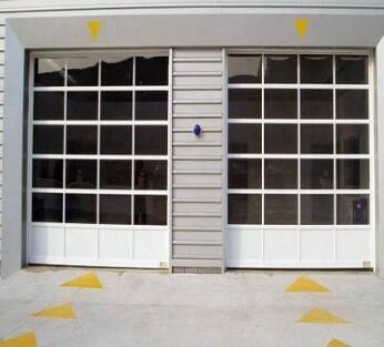 Pintu Overhead Aluminium Dilapisi Bubuk Pintu Aluminium Sectional Transparan Tampilan Penuh Pintu Garasi Aluminium