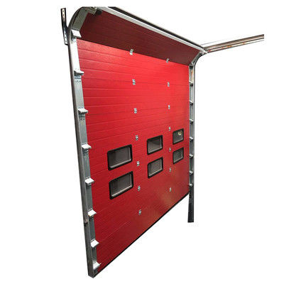 50mm Panel Industrial Sectional Door 3000x4000 Warna Merah Dilapisi Baja Sandwich Otomatis