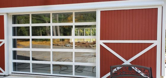 High Safety Aluminium Bagian Pintu Dengan Bahan Kaca Modern Villa Eksterior Terisolasi Otomatis Pintu Garasi Jauh