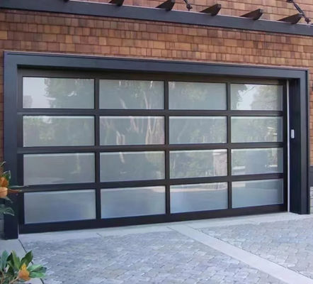 Garasi Kaca Harga Murah Hitam Waterproof Isolasi yang sangat baik Pintu Bagian Aluminium untuk Rumah Hunian dalam abu-abu