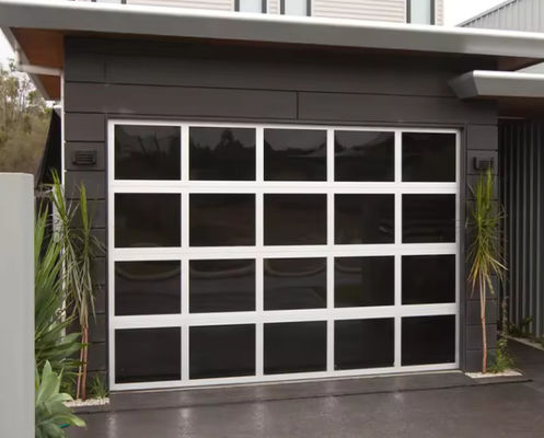 Pintu Garasi Bagian Aluminium Dengan Kaca Ganda 9x8 9x7 16x7 Modern Bagian Overhead Full View Aluminium Tempered