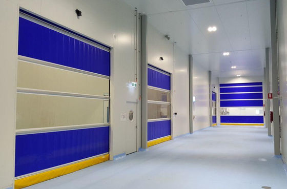 Pengurangan kebisingan Kecepatan tinggi PVC Roll Up Rapid Shutter Door 304 Baja tahan cuaca