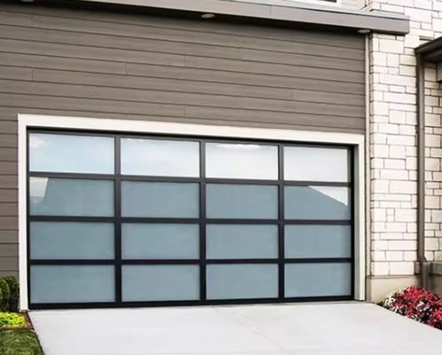Otomatis Listrik Rolling Keamanan eksterior Watertightness Tinggi Kelas 3 Transparan Garage Door Kaca Bagian Garage Door