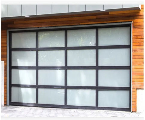 Modern Aluminium Alloy Roll Up Frosted Glass Watertightness Kelas 3 Transparan Bagian Garasi Pintu Disesuaikan