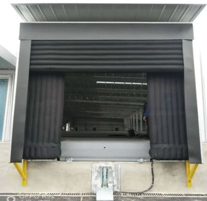 Daya tahan tinggi Sistem Pemuatan yang disesuaikan Listrik hemat kontainer Loading Bays dengan airbagDock Door Shelter dengan warna yang disesuaikan