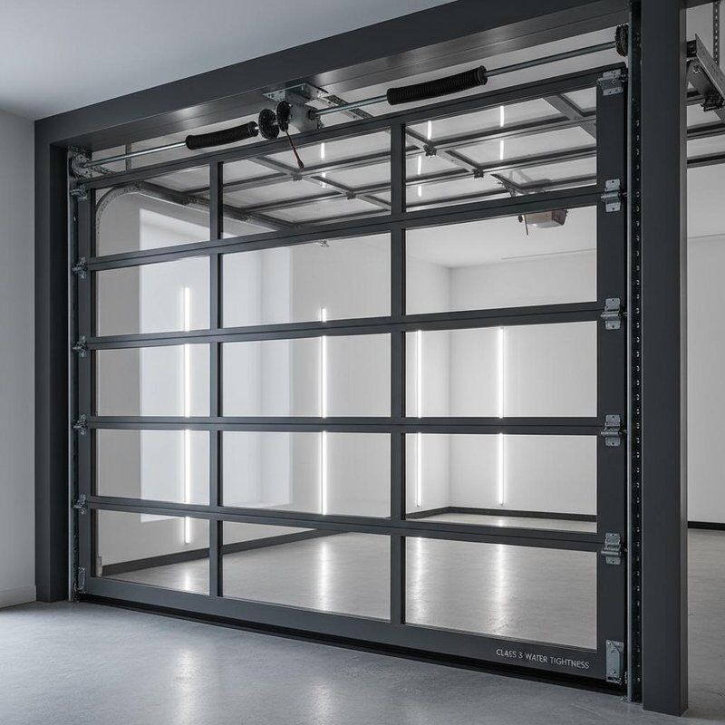 Pintu Seksyonal Aluminium Transparan Keamanan Tinggi dengan Kelas Kedap Air 3 untuk Garasi Modern